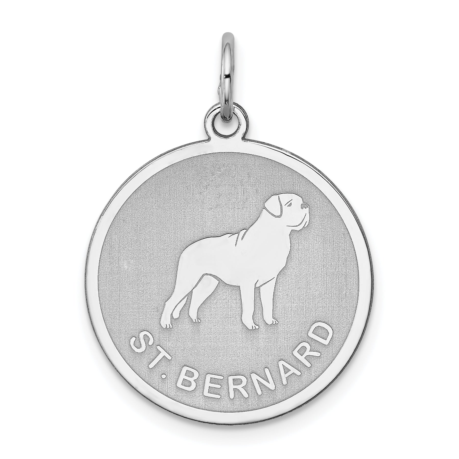 Sterling Silver Rhodium-plated St. Bernard Disc Charm Main image