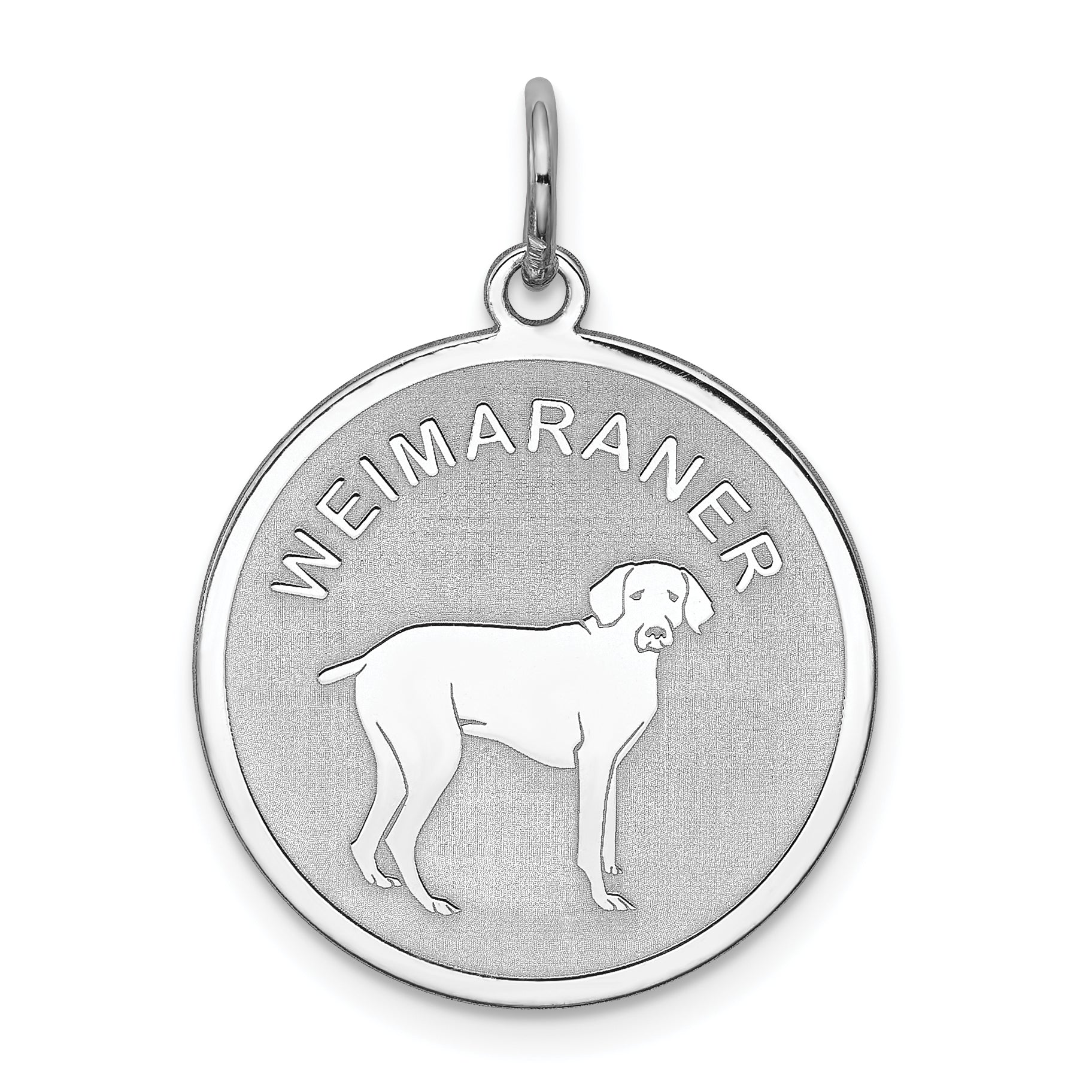 Sterling Silver Rhodium-plated Weimaraner Disc Charm Main image