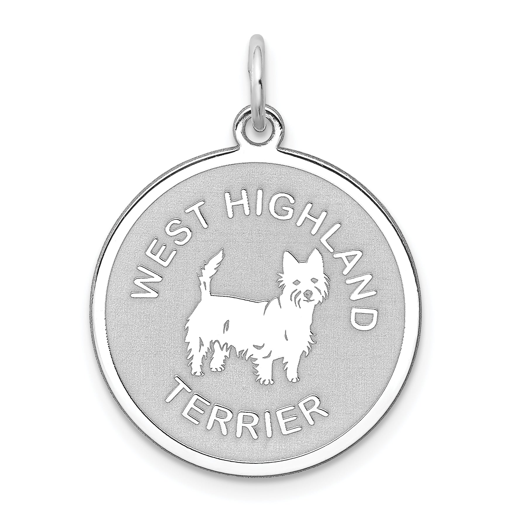 Sterling Silver Rhodium-plated West Highland Terrier Disc Charm Main image