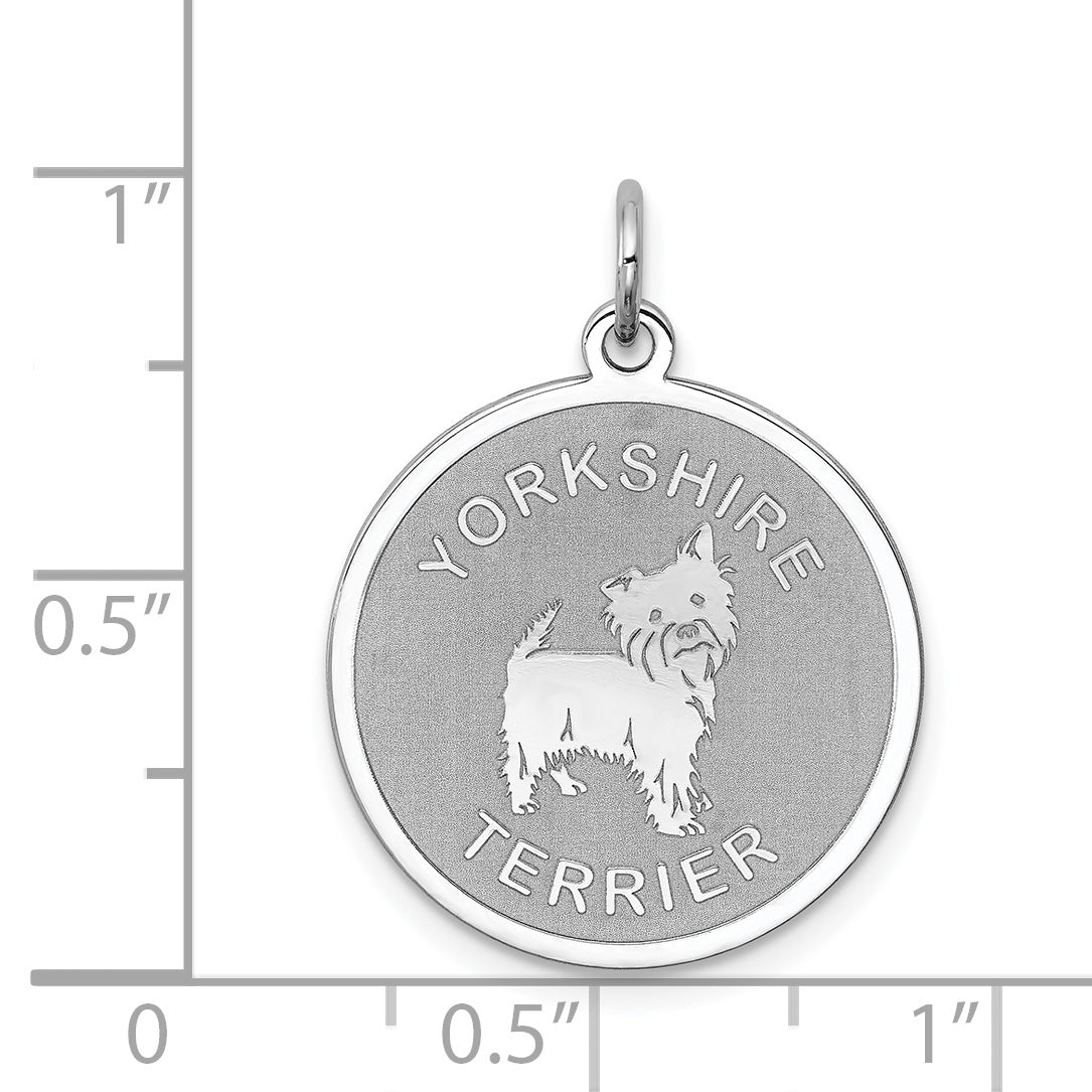 Sterling Silver 925 Yorkshire Terrier Charm Rhodium-Plated Engravable