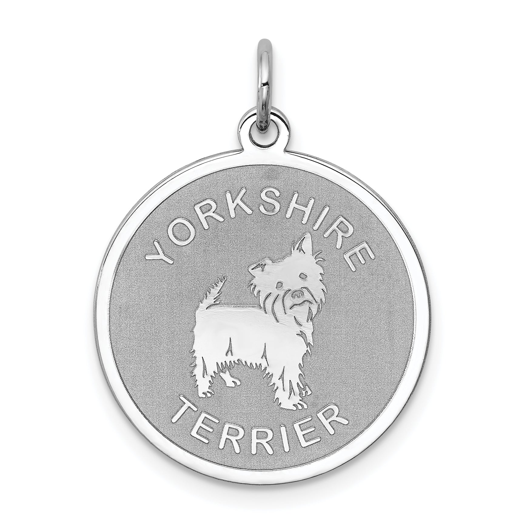 Sterling Silver Rhodium-plated Yorkshire Terrier Disc Charm Main image