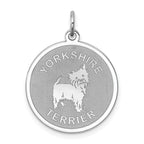 Sterling Silver Rhodium-plated Yorkshire Terrier Disc Charm