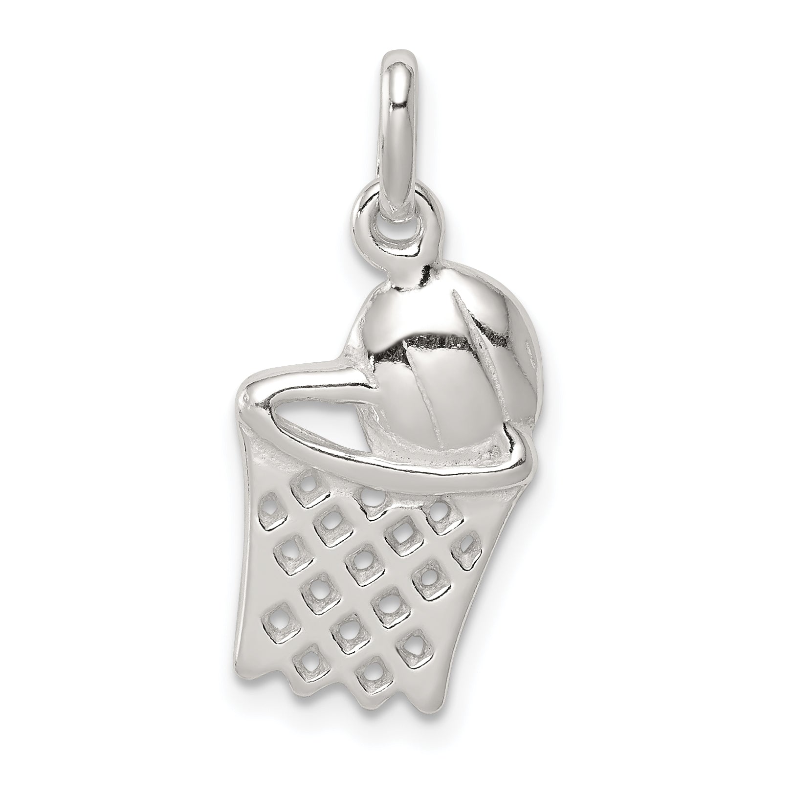 Sterling Silver Basketball in Hoop Charm Main image