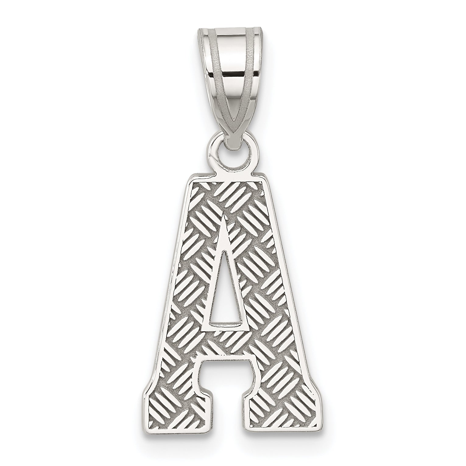 Sterling Silver Rhodium-plated Letter A Initial Pendant Main image