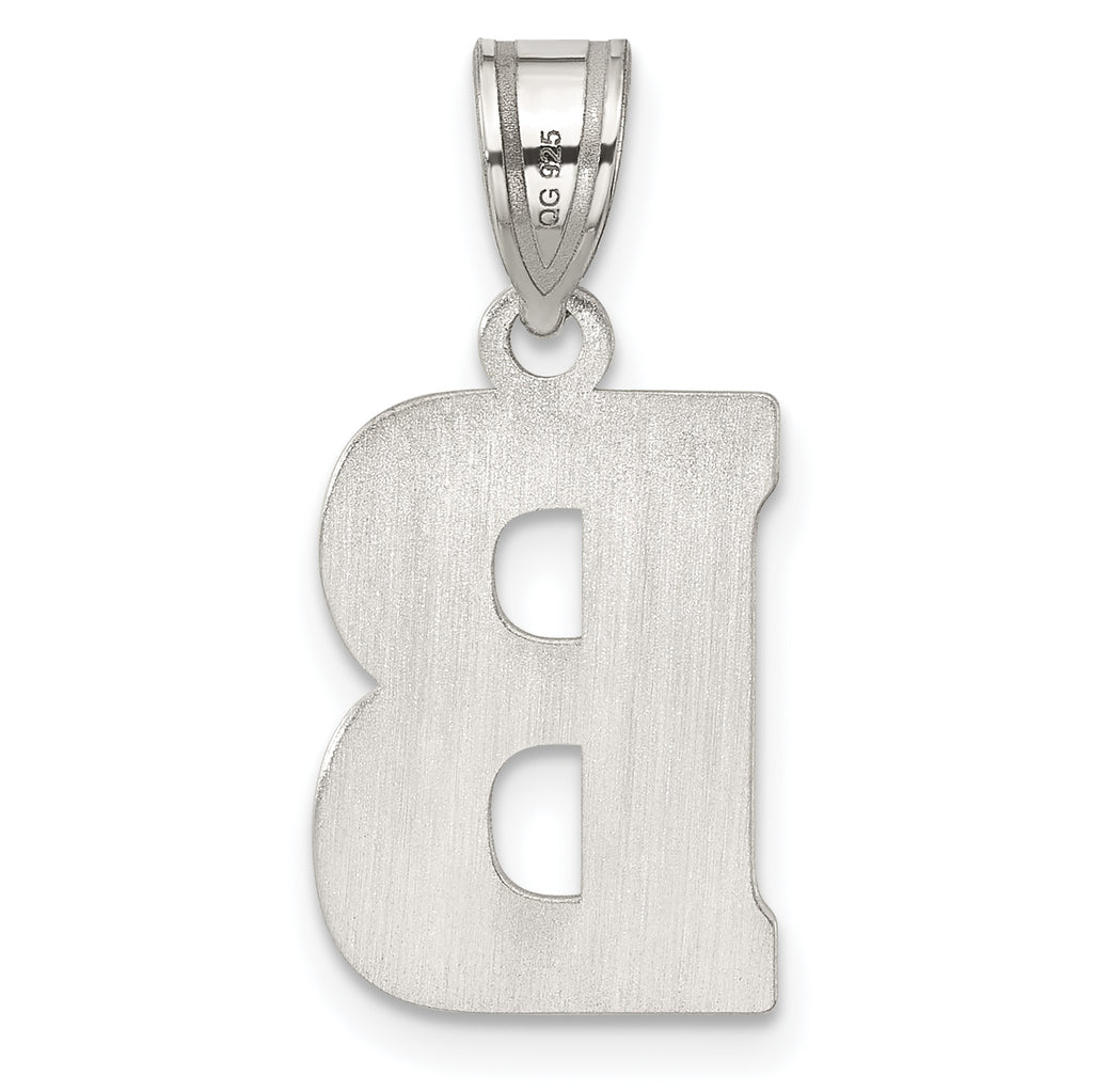Sophia Jewelers Sterling Silver Rhodium-Plated Letter B Initial Pendant  Elegant and Solid Design