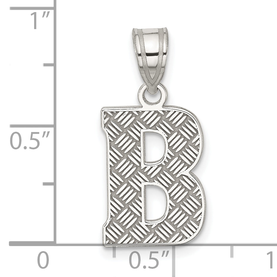Sophia Jewelers Sterling Silver Rhodium-Plated Letter B Initial Pendant  Elegant and Solid Design
