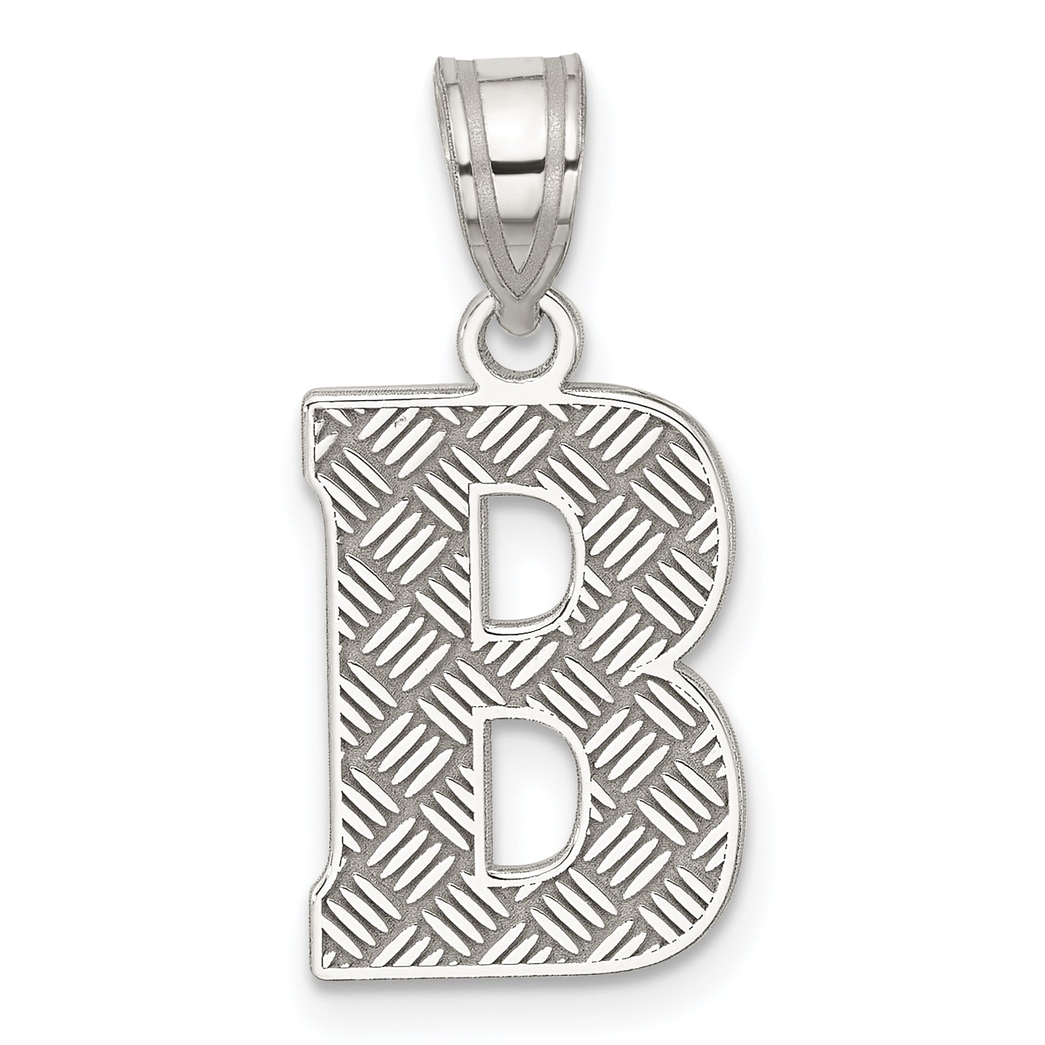 Sterling Silver Rhodium-plated Letter B Initial Pendant Main image