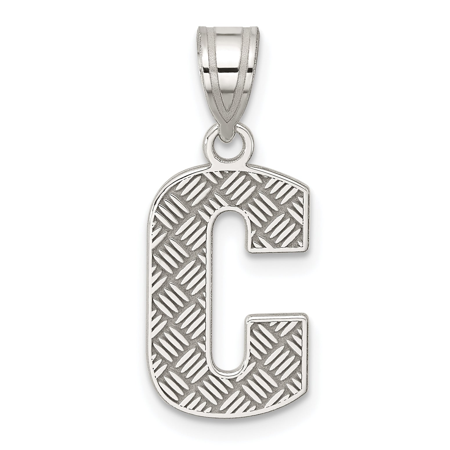 Sterling Silver Rhodium-plated Letter C Initial Pendant Main image