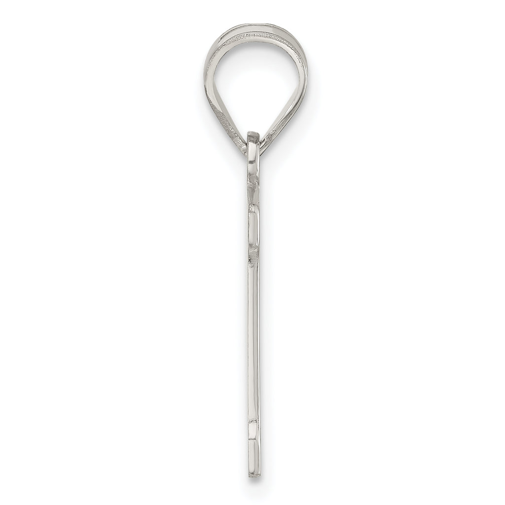Sterling Silver 925 Letter D Pendant with Rhodium-Plated Solid Cast Design