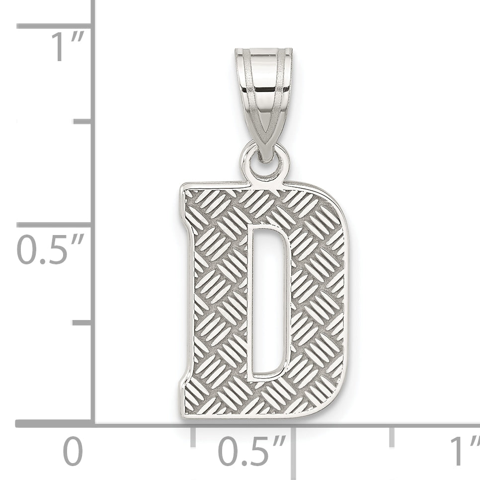 Sterling Silver 925 Letter D Pendant with Rhodium-Plated Solid Cast Design