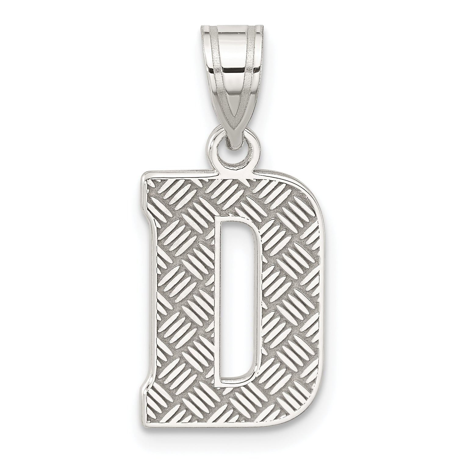 Sterling Silver Rhodium-plated Letter D Initial Pendant Main image