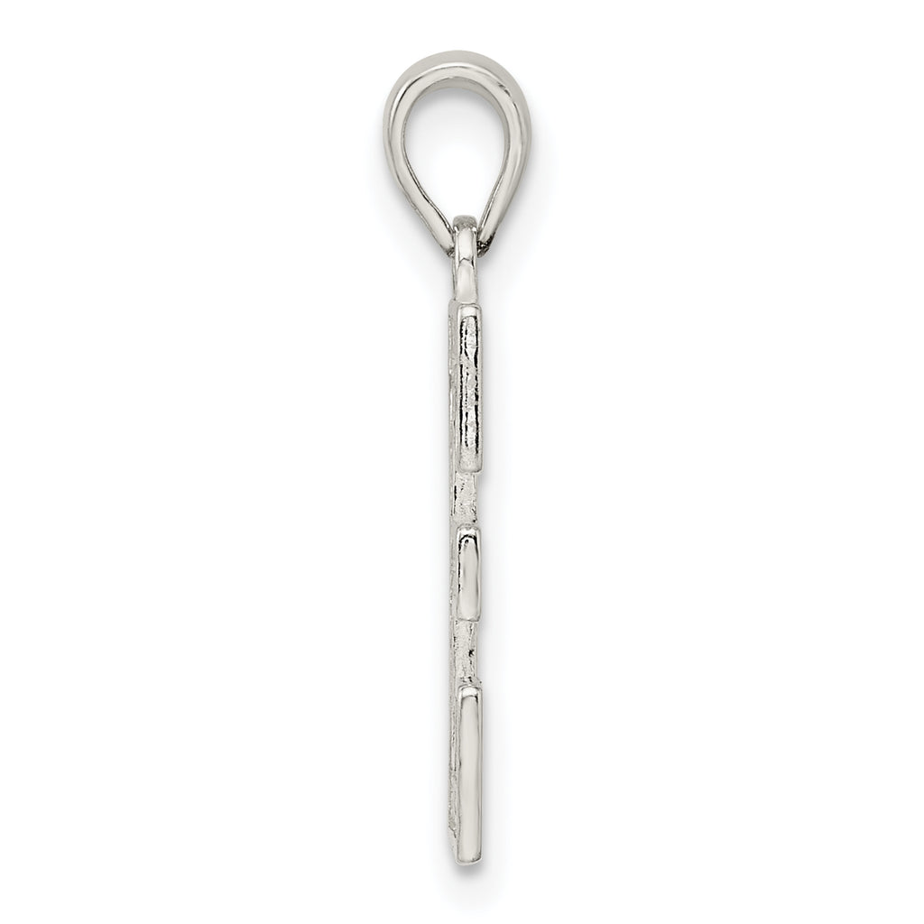 Sterling Silver 925 Letter E Pendant with Rhodium Plating Solid and Elegant