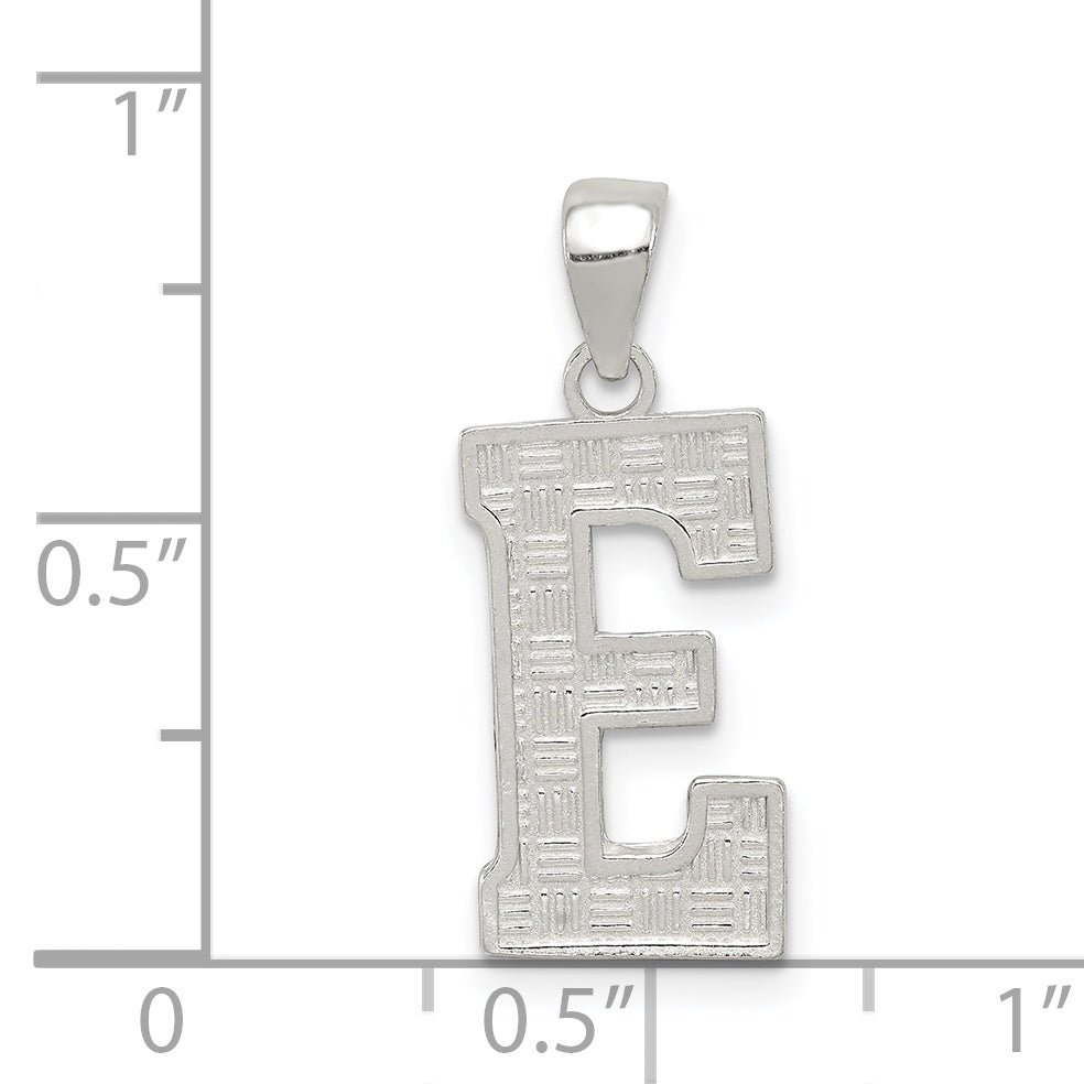 Sterling Silver 925 Letter E Pendant with Rhodium Plating Solid and Elegant