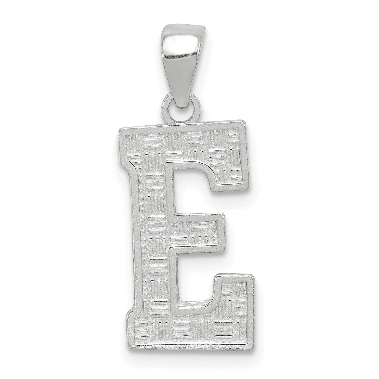 Sterling Silver Rhodium-plated Letter E Initial Pendant Main image