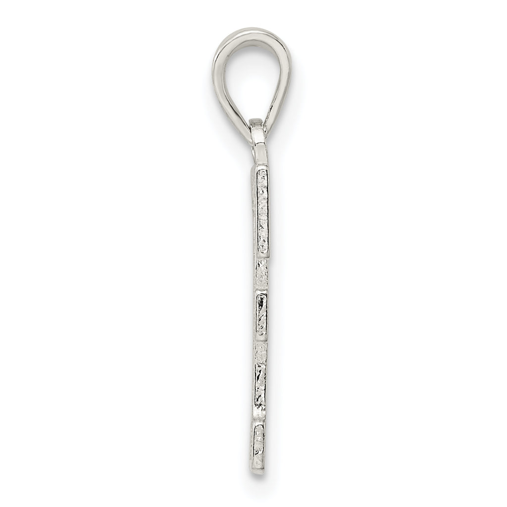 Sterling Silver 925 Letter F Initial Pendant Rhodium-Plated Solid Cast Design