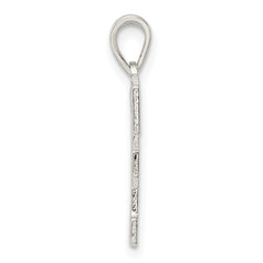 Sterling Silver 925 Letter F Initial Pendant Rhodium-Plated Solid Cast Design