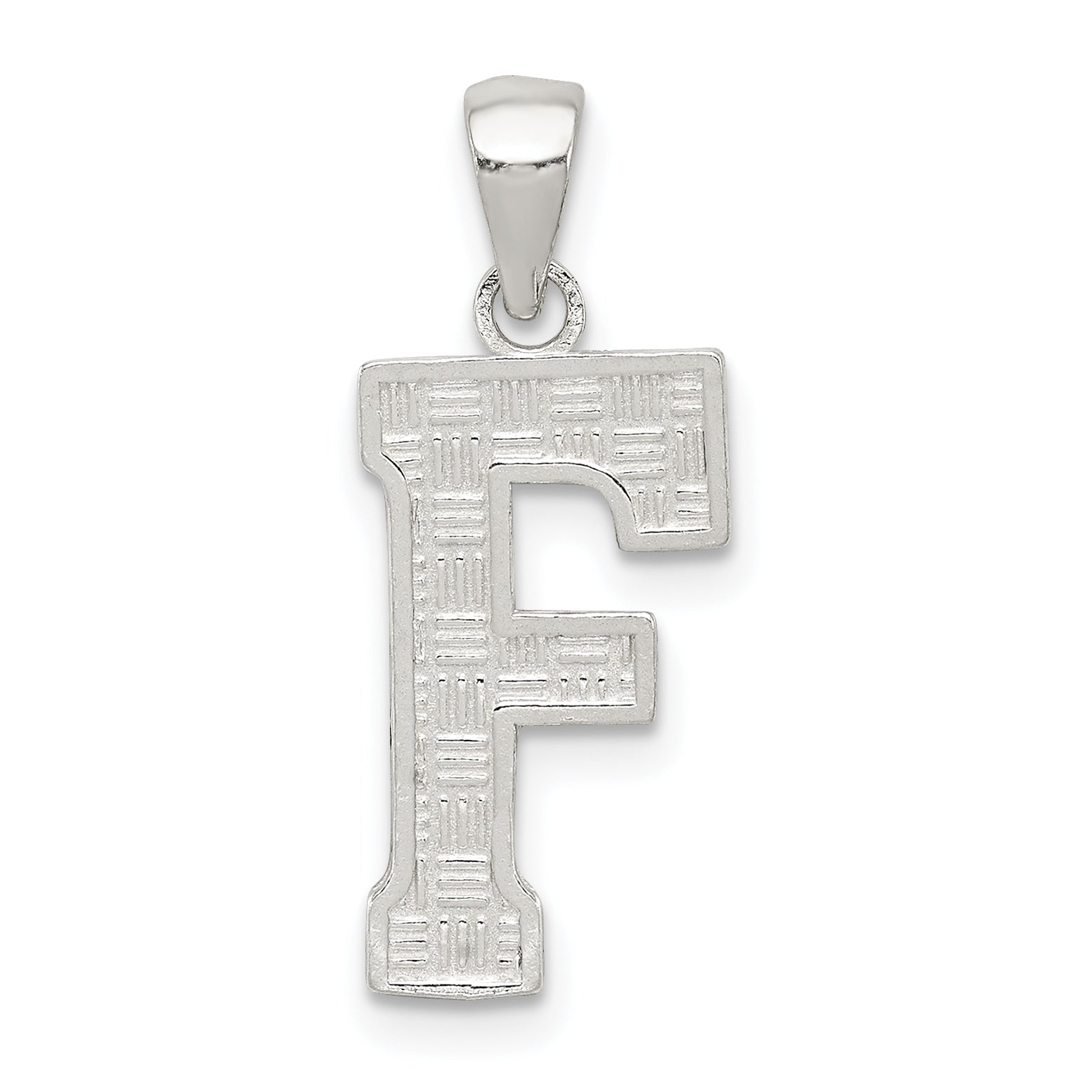Sterling Silver Rhodium-plated Letter F Initial Pendant Main image