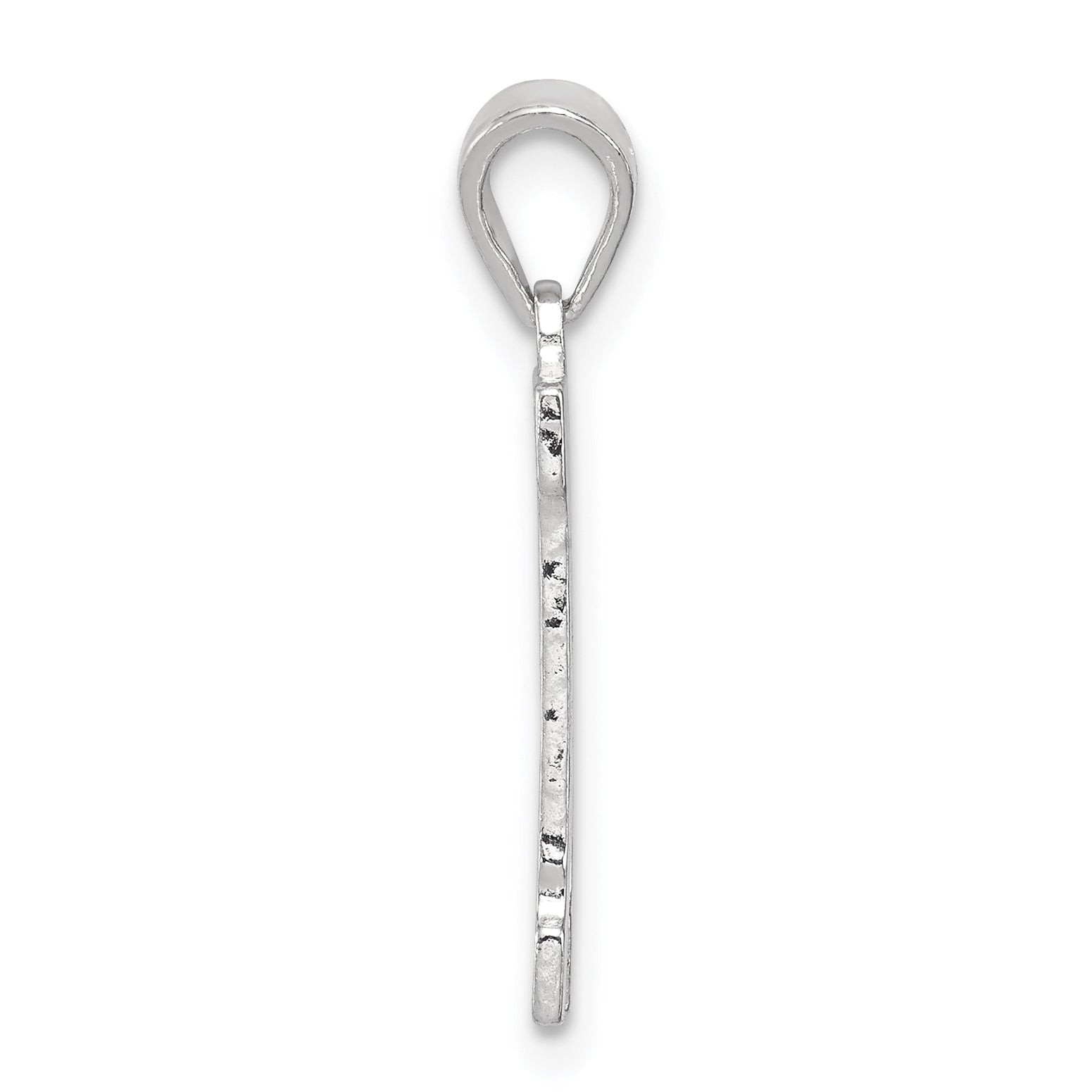 Sterling Silver 925 Rhodium-Plated Letter H Pendant Elegant, Solid, Small Size