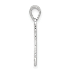 Sterling Silver 925 Rhodium-Plated Letter H Pendant Elegant, Solid, Small Size