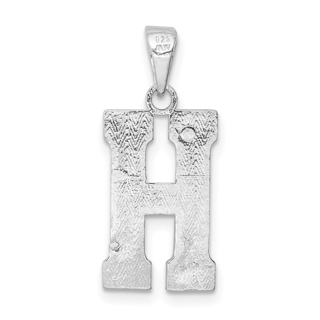 Sterling Silver 925 Rhodium-Plated Letter H Pendant Elegant, Solid, Small Size