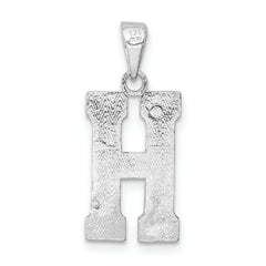 Sterling Silver 925 Rhodium-Plated Letter H Pendant Elegant, Solid, Small Size