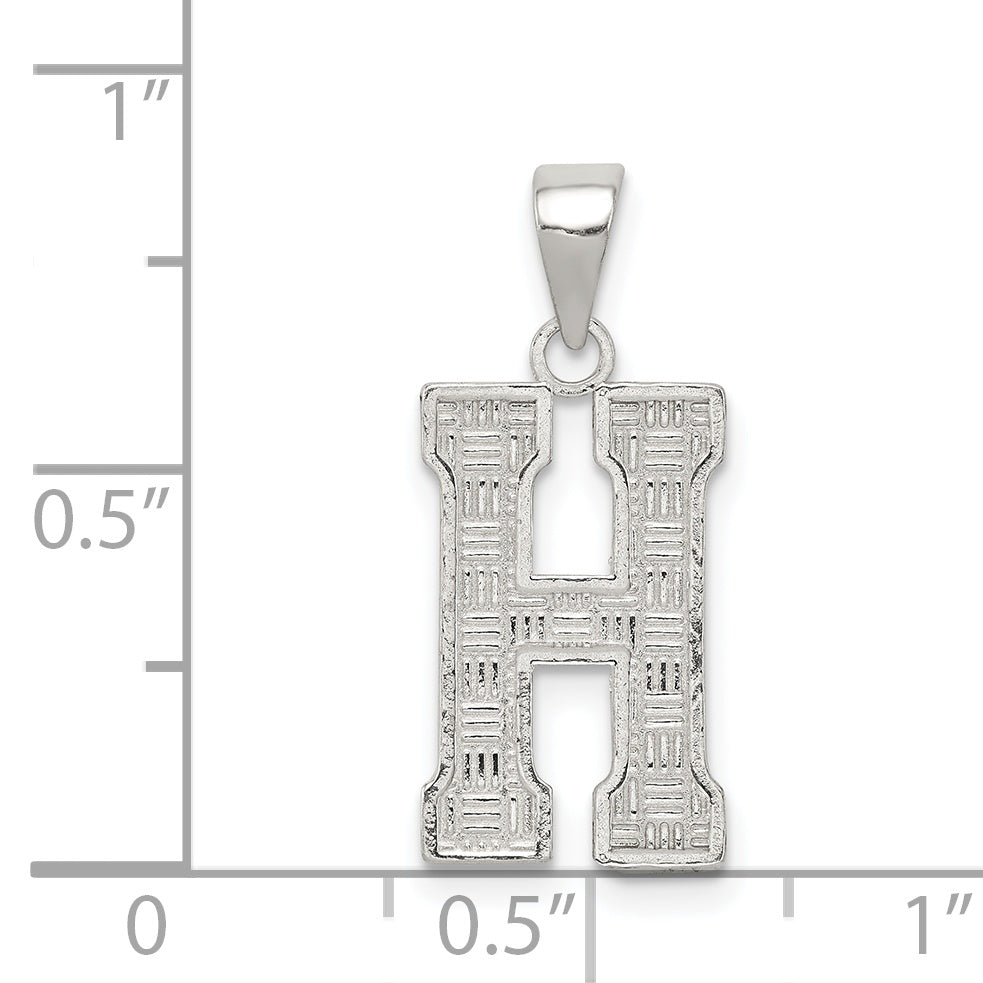 Sterling Silver 925 Rhodium-Plated Letter H Pendant Elegant, Solid, Small Size
