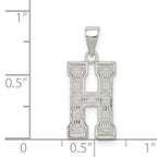 Sterling Silver 925 Rhodium-Plated Letter H Pendant Elegant, Solid, Small Size