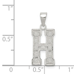 Sterling Silver 925 Rhodium-Plated Letter H Pendant Elegant, Solid, Small Size