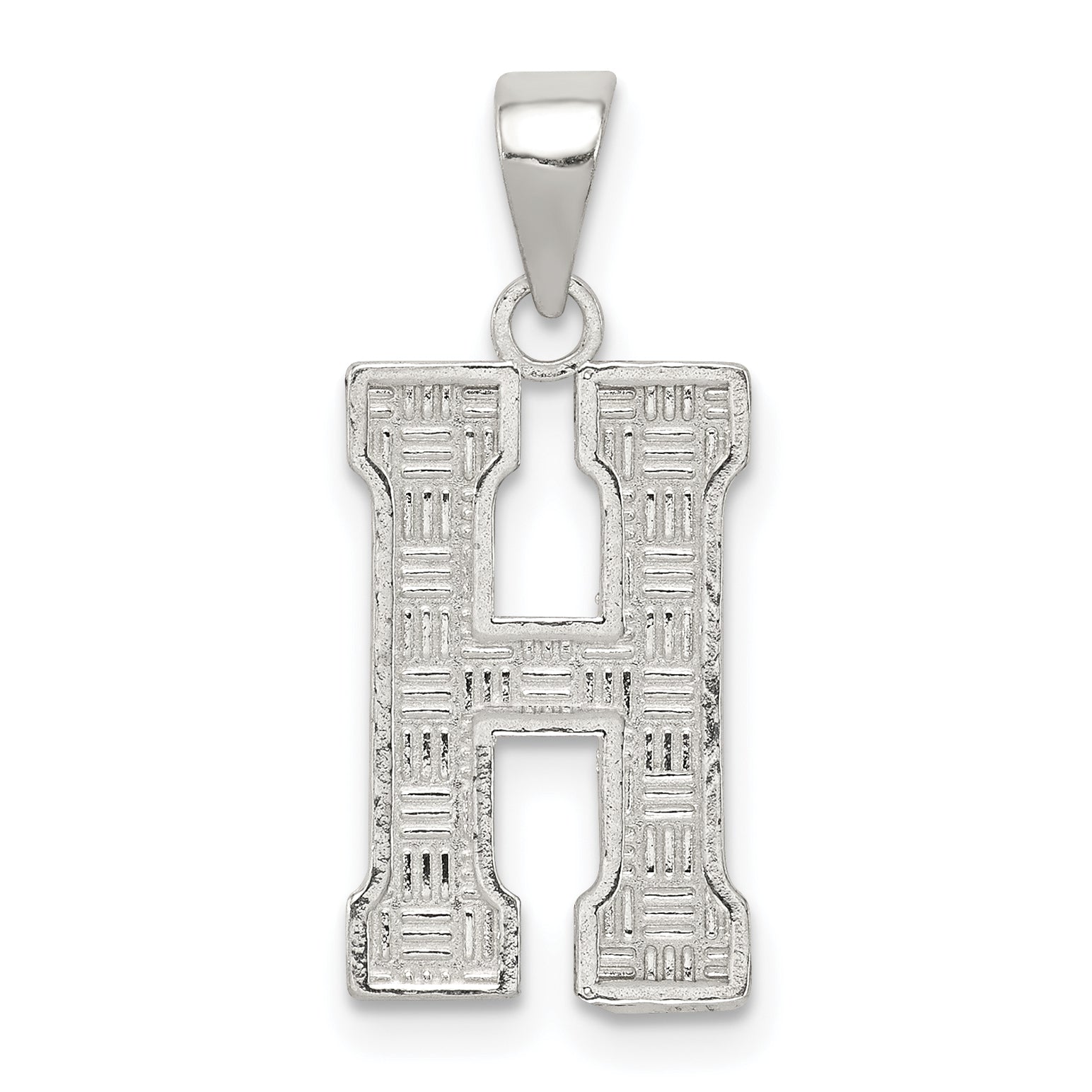 Sterling Silver Rhodium-plated Letter H Initial Pendant Main image