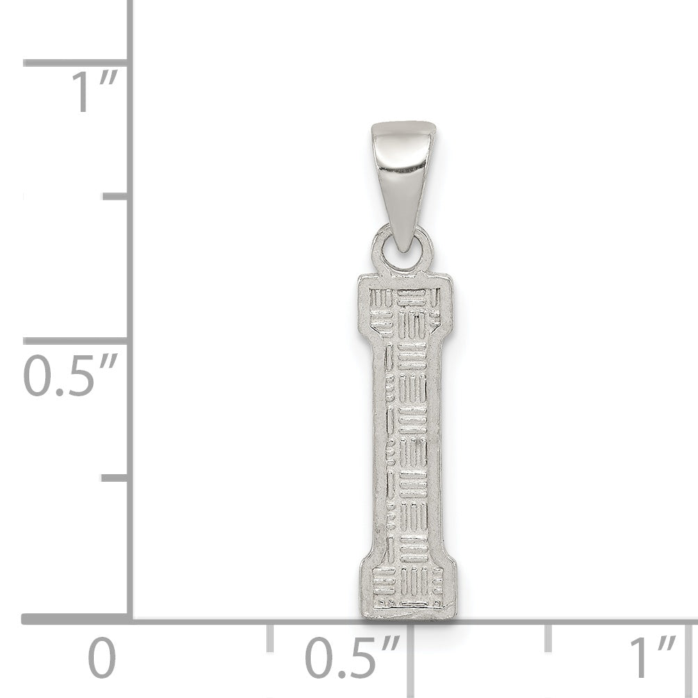 Sterling Silver 925 Initial I Pendant with Rhodium Finish Elegant and Solid Design