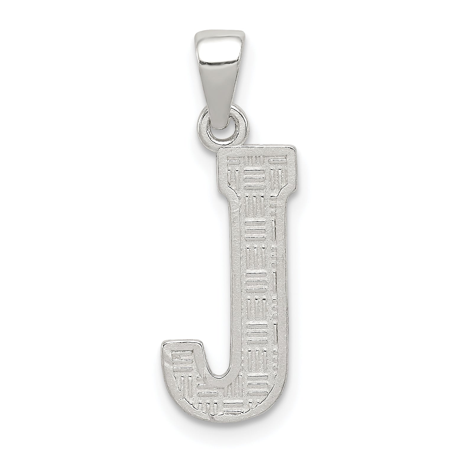 Sterling Silver Rhodium-plated Letter J Initial Pendant Main image