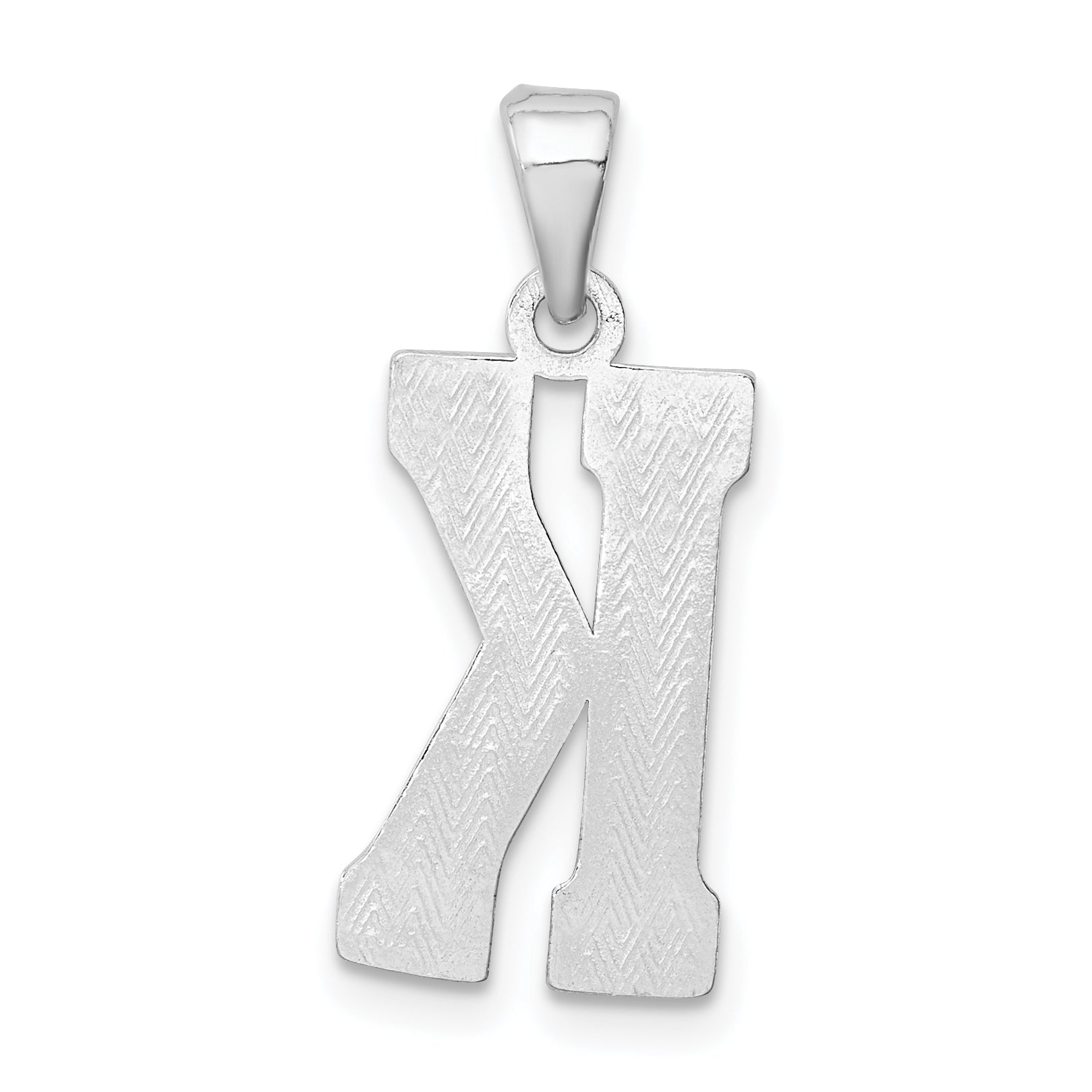 Sterling Silver 925 Rhodium-Plated Letter K Initial Pendant  Solid & Elegant Design