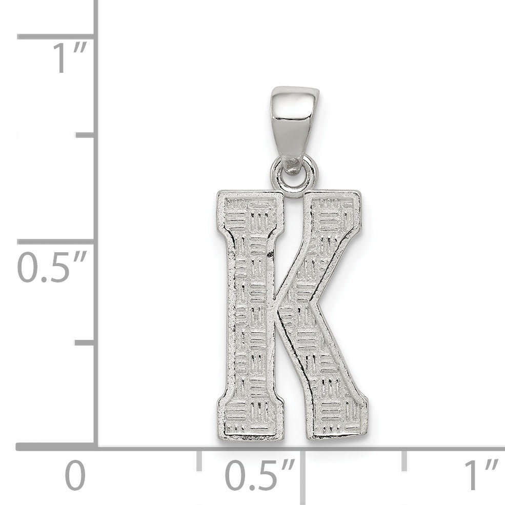 Sterling Silver 925 Rhodium-Plated Letter K Initial Pendant  Solid & Elegant Design