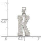 Sterling Silver 925 Rhodium-Plated Letter K Initial Pendant  Solid & Elegant Design