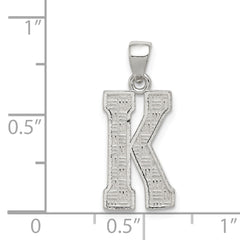 Sterling Silver 925 Rhodium-Plated Letter K Initial Pendant  Solid & Elegant Design
