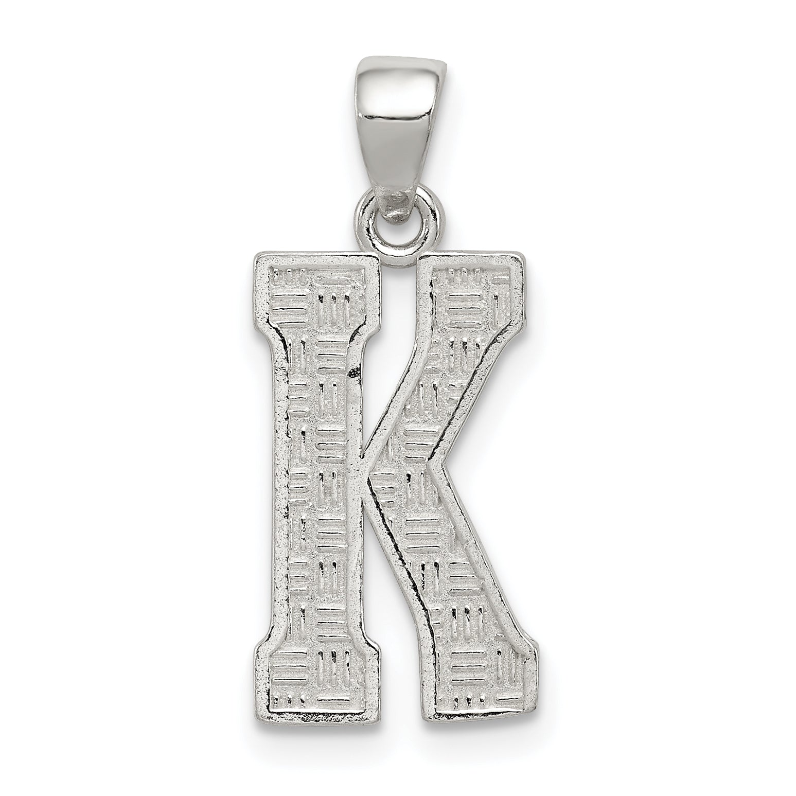 Sterling Silver Rhodium-plated Letter K Initial Pendant Main image