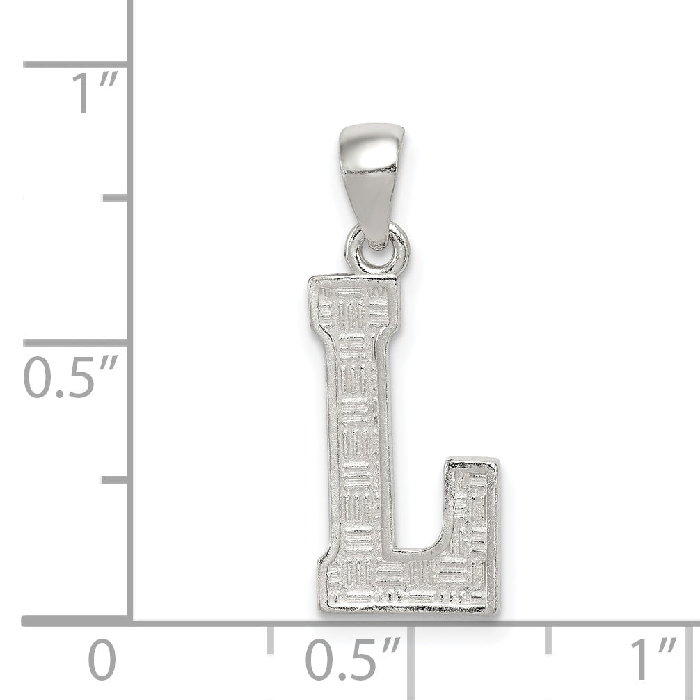 Sterling Silver 925 Letter L Pendant with Rhodium-Plated Elegant Finish 25mm