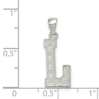 Sterling Silver 925 Letter L Pendant with Rhodium-Plated Elegant Finish 25mm