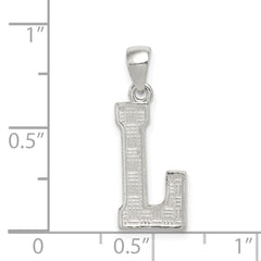 Sterling Silver 925 Letter L Pendant with Rhodium-Plated Elegant Finish 25mm