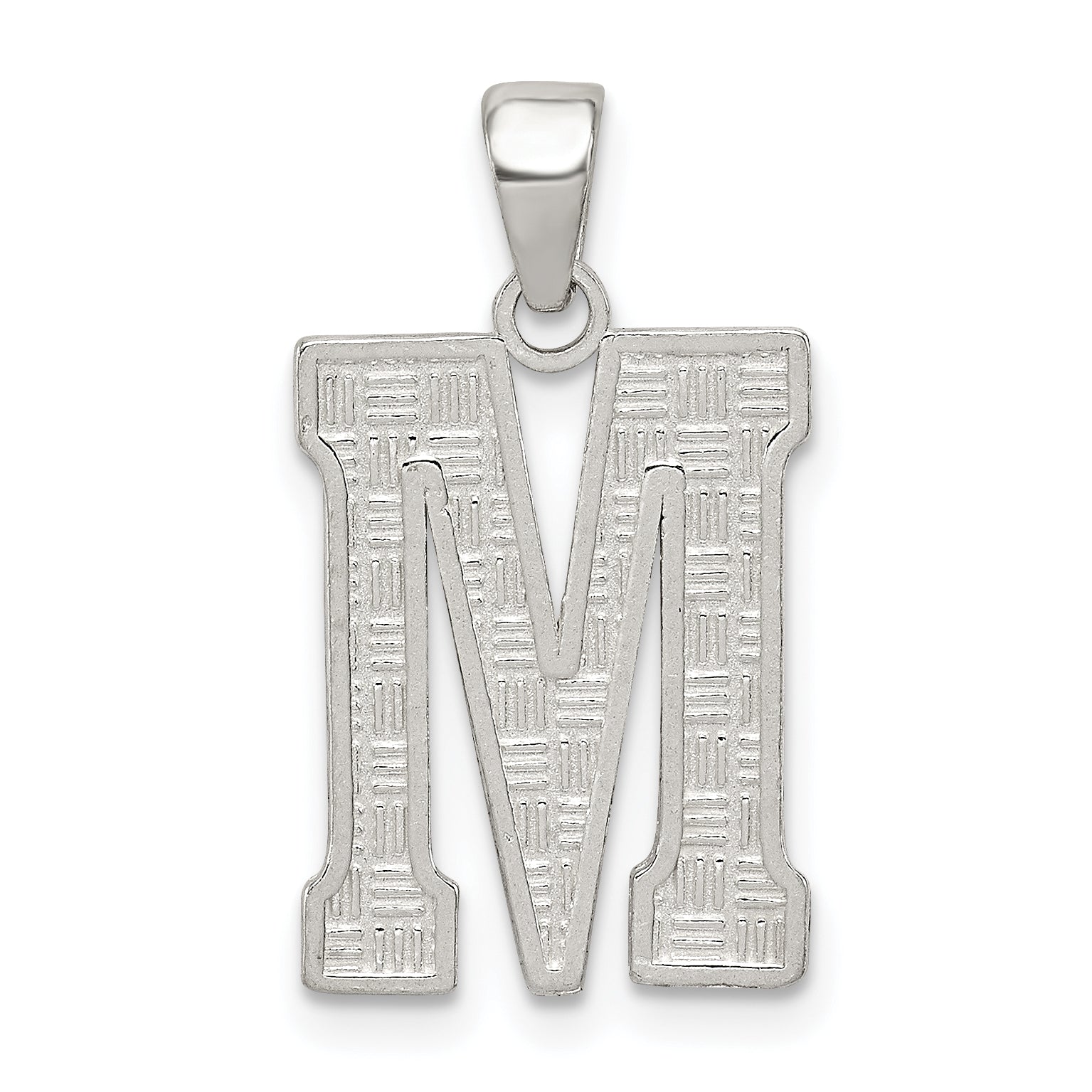 Sterling Silver Rhodium-plated Letter M Initial Pendant Secondary image