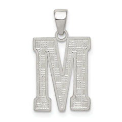 Sterling Silver Rhodium-plated Letter M Initial Pendant