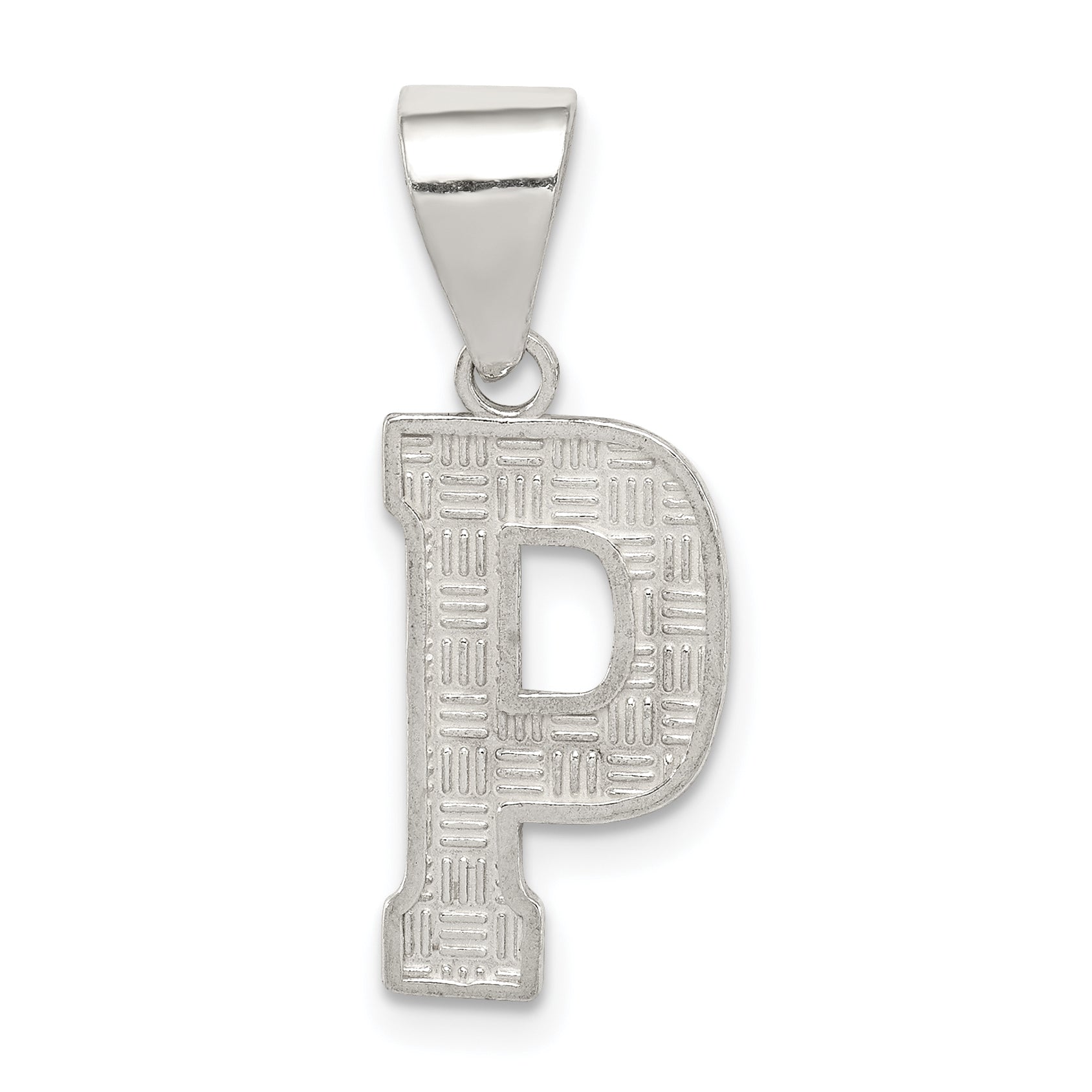 Sterling Silver Rhodium-plated Letter P Initial Pendant Main image