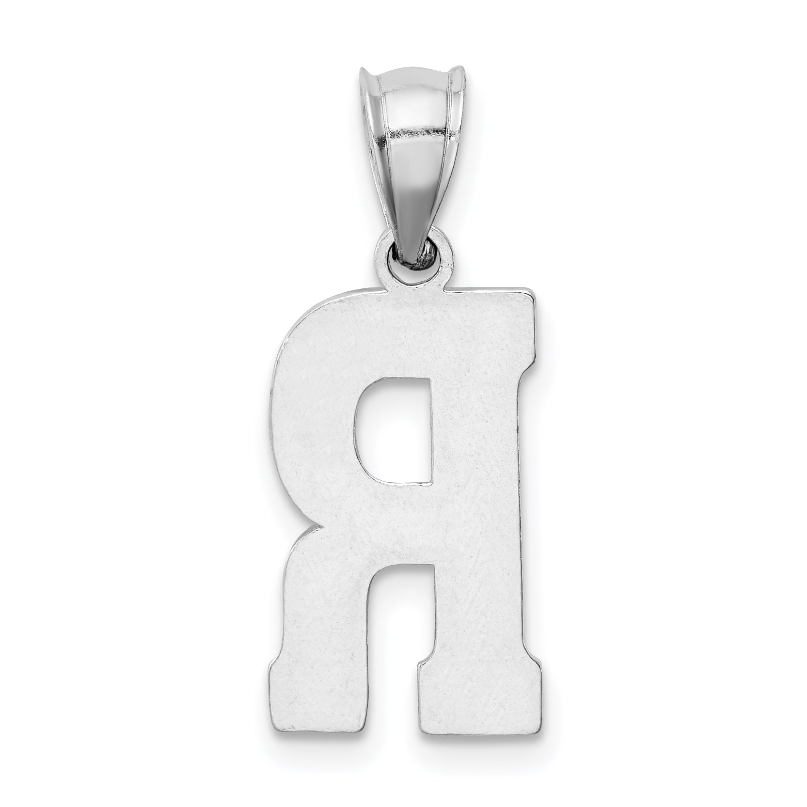 Sterling Silver 925 Rhodium-Plated Letter R Initial Pendant Elegant Cast Design
