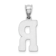 Sterling Silver 925 Rhodium-Plated Letter R Initial Pendant Elegant Cast Design