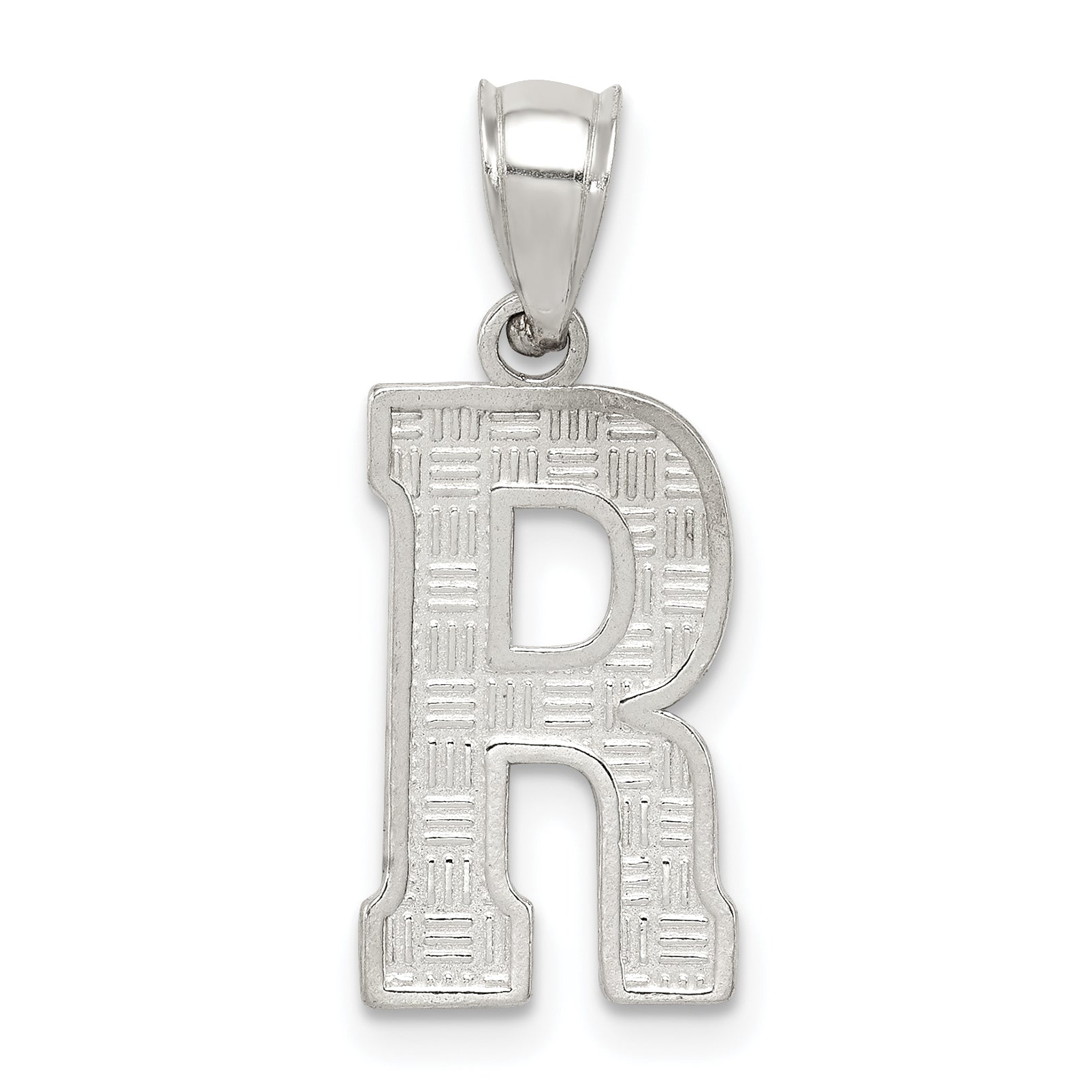 Sterling Silver Rhodium-plated Letter R Initial Pendant Main image