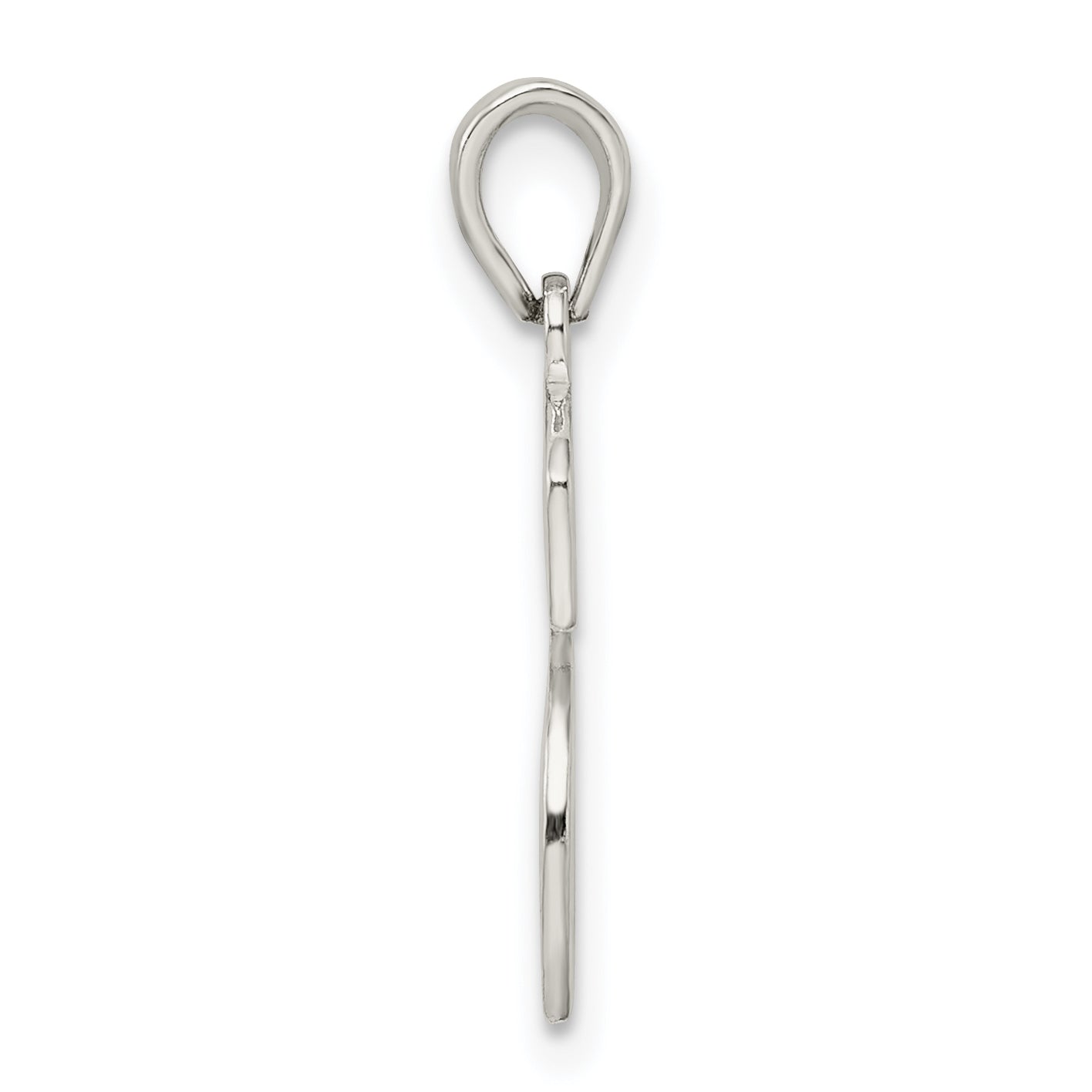 Sterling Silver 925 Initial S Pendant with Rhodium-Plated Finish Solid, Cast