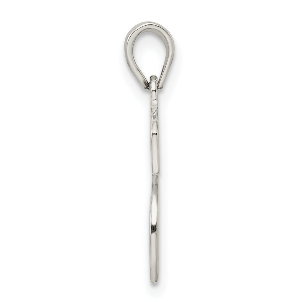 Sterling Silver 925 Initial S Pendant with Rhodium-Plated Finish Solid, Cast