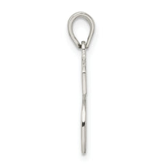 Sterling Silver 925 Initial S Pendant with Rhodium-Plated Finish Solid, Cast