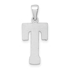 Sterling Silver 925 Letter T Pendant Rhodium-Plated Classic Solid Design
