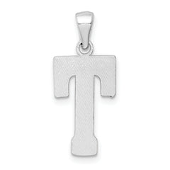 Sterling Silver 925 Letter T Pendant Rhodium-Plated Classic Solid Design